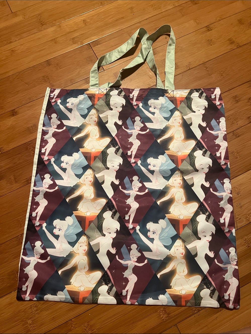 Tinker Bell Patterned Tote Bag - Purple & Mint